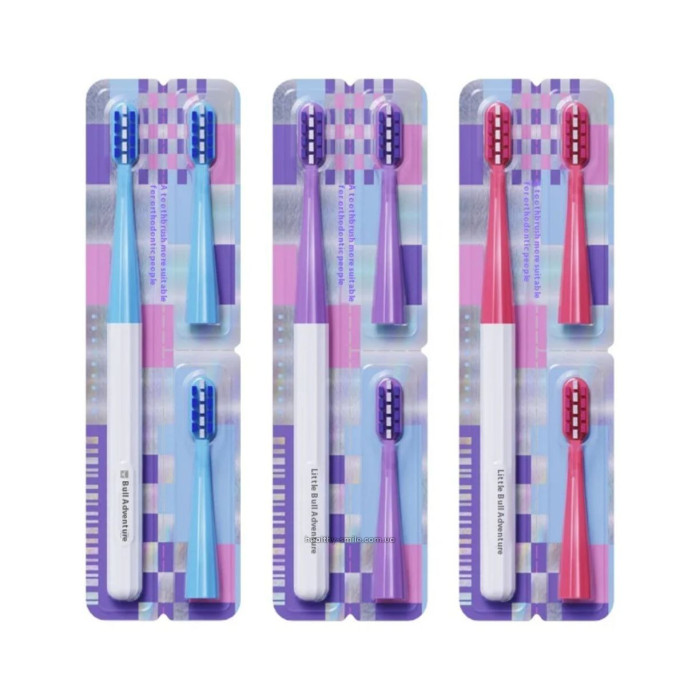 Orthodontic toothbrush with replaceable brushes (3pcs), Purple